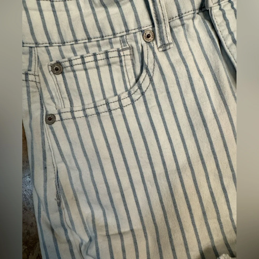 American Eagle High Waisted Striped Denim Short Short